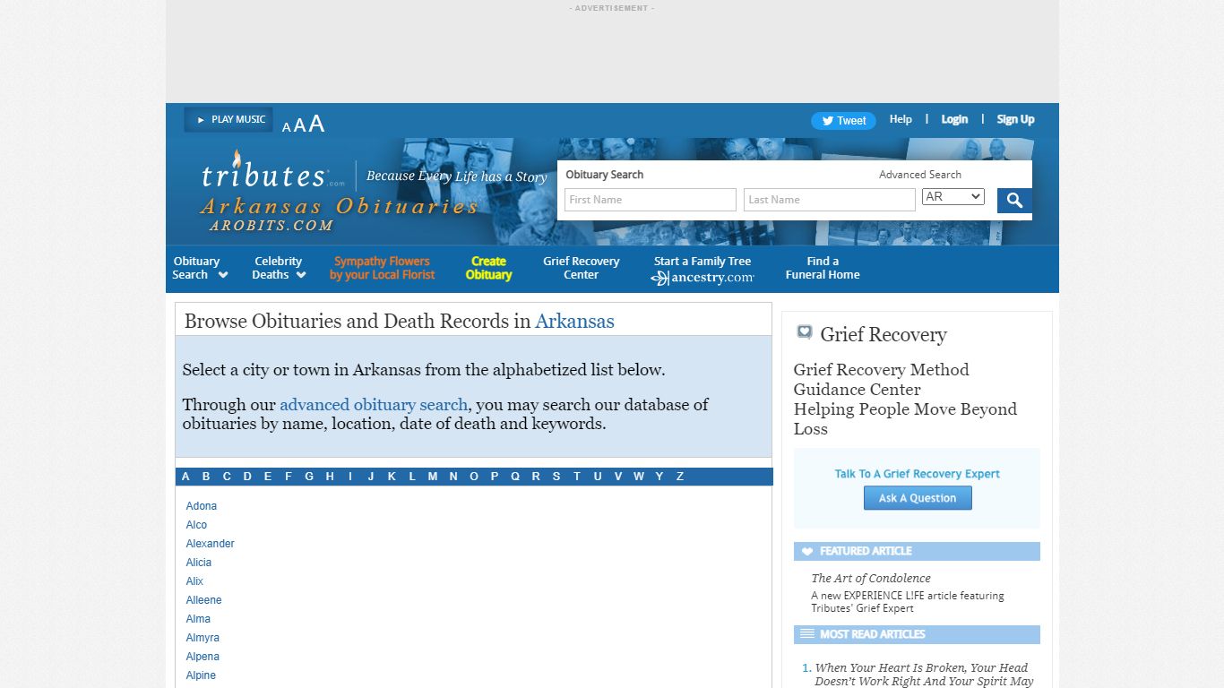 Arkansas Obituaries - Latest Obituaries in Arkansas - Tributes.com